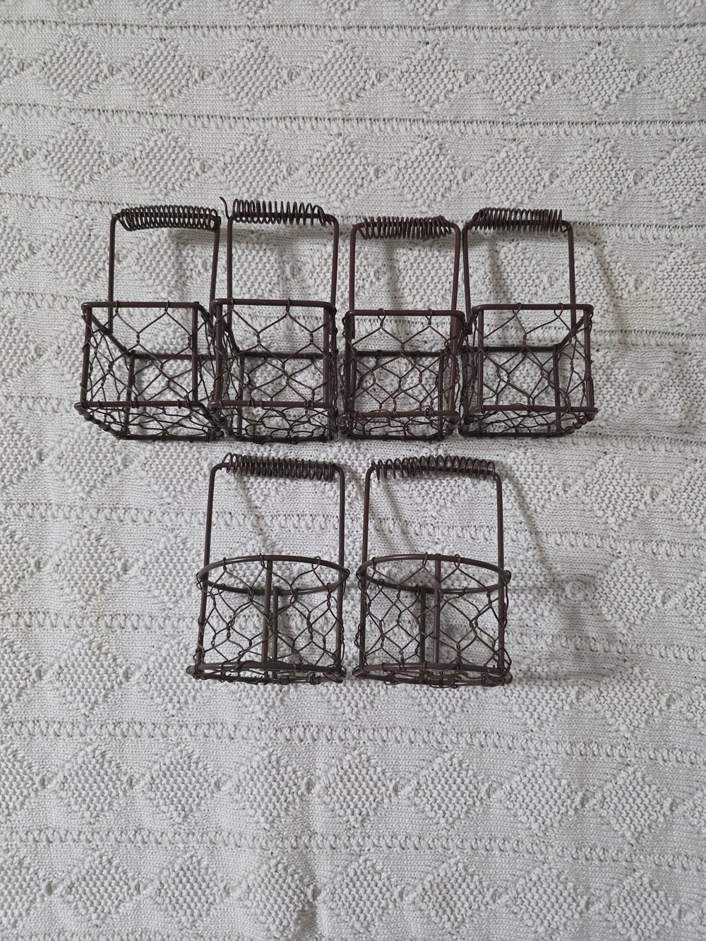 Set of 6 Rustic Wire Baskets